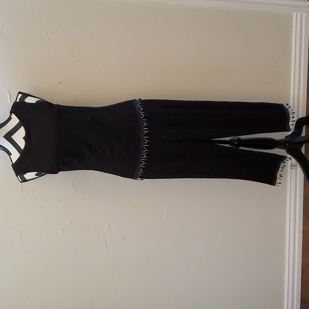 Ronni Nicole Black Sleeveless Jumpsuit with Beaded Hem